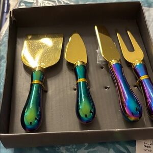 Thirstystone Iridescent Gold Cheese Knife Set Brand New